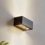 Lucande udendørs LED-væglampe Selim, længde 15,3 cm, sort