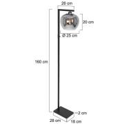 Gulvlampe Lotus, sort, metal, glas, E27