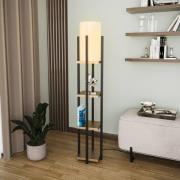 Gulvlampe 8115, sort/guld/hvid, metal/canvas, højde 130 cm
