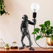 Singe bordlampe, sort, polyester, højde 46 cm, abefigur