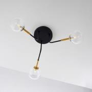 Loftlampe Burano, 3 lyskilder, sort, glas, 31 cm høj, G9