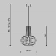 Maytoni Roots hængelampe, Ø 25 cm, højde 29 cm, træ/sort