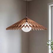 Hængelampe Nature Sun Glas XL, kegle flad, Ø 69 cm, træ