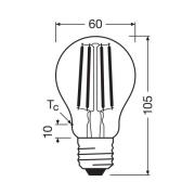 OSRAM LED glødepære E27 3,8W Filament 2,700K 806lm 2-pak