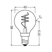 OSRAM LED Vintage E14 4,9W 922 dråbeformet spiraltråd guld