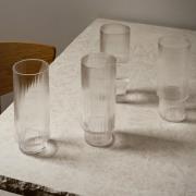 ferm LIVING Longdrink-glas Ripple, klar, 300 ml, glas, sæt med 4 stk