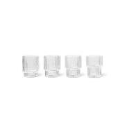 ferm LIVING Glass Ripple Small, klar, 60 ml, glas, sæt med 4 stk