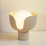 Lindby Fiora bordlampe, beige, glas, metal, Ø 20 cm