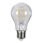 LED-pære, E27, 4,2W, klar, 2.100K, lyssensor, IP44