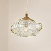 Lindby hængelampe Piatra, rav/messing, glas, Ø 16 cm, G9