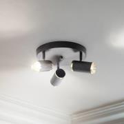 Lume loftspot, rund, 3 lyskilder, sort/messing, jern