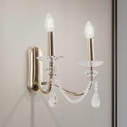 Adone væglampe, 2 lyskilder, messing, højde 30 cm, krystalglas