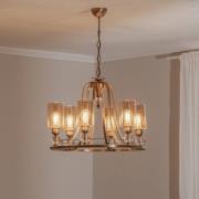 Lysekrone Jadina, guld antik, 6 lyskilder, Ø 62 cm metal/glas