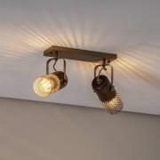 Loftlampe Albrecht antik guld længde 32 cm metal/træ 2fl.