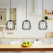 Hængelampe Floresta, sort, længde 89 cm, stål/glas, 3 lyskilder