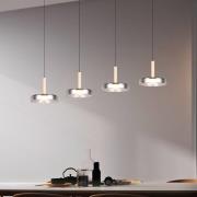 LED-hængelampe Celeste krom/træ 115 cm 4 lyskilder glas dæmpbar