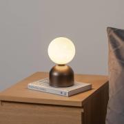 Bordlampe Miki, brun, højde 21 cm, metal/glas, G9