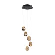Hængelampe Golden Egg, rav/guld Ø 30 cm 5 lyskilder glas/metal