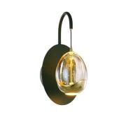 Golden Egg væglampe, sort/amber, højde 28 cm, metal/glas