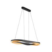 LED-hængelampe Ascoli, 100 x 36 cm sort/guld, metal, dæmpbar