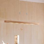 LED-hængelampe Shine-Wood, egetræ/nikkel, 106 cm, CCT