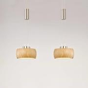 LED-hængelampe Shine-Wood, egetræ/nikkel, 65 cm, 2 lyskilder.