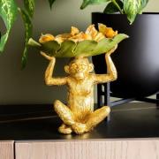 KARE Banana Leaf dekorativ skål, guld/grøn, håndmalet