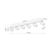 Top loftspot, sort, 127 cm, 6 lyskilder, metal, GU10