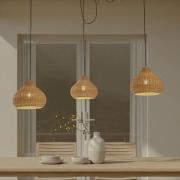 Lucande udendørs hængelampe Taniola, 3 lyskilder, beige, rattan, IP44