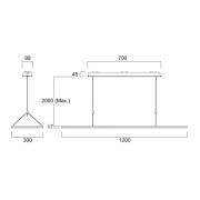 Sylvania LED-pendellampe Areum, 120 x 30 cm, 840
