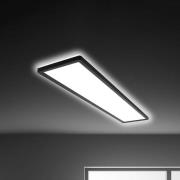 LED-loftlampe Tava, sort, plast, 98 cm, baggrundsbelysning