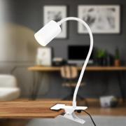 LED-klemmelampe Fleks, hvid, fleksibel, metal