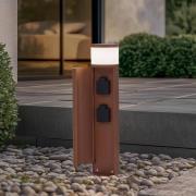 Lucande sokkellampe Corban, rust, dør, stikkontakter, G9, IP44