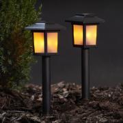 LED-sokkellampe solcelle Flame Mini i sæt af 2