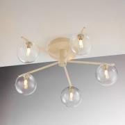 Prato loftlampe, creme/klar, glas, 5 lyskilder