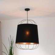 Lantern Medium hængelampe, sort/guld, stof, E27