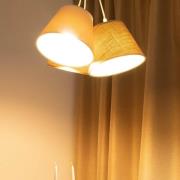 Boho hængelampe, 3 lyskilder, creme/beige, jute