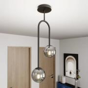 Atria loftlampe, røggrå/sort, højde 76 cm, 2 lyskilder.