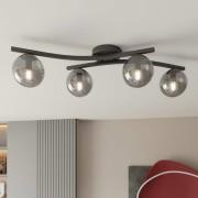 OPUS loftlampe, længde 84 cm, røggrå/sort, 4 lyskilder.