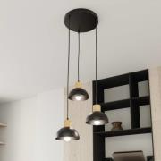 Seco pendellampe, Ø 30 cm, sort, metal/træ, 3 lyskilder.