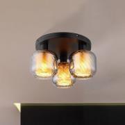 Loftlampe Xia, Ø 37 cm, røggrå, 3 lyskilder, glas