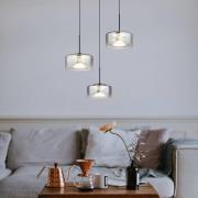 Belinda LED-hængelampe, Ø 40 cm, røggrå, 3 lyskilder, glas