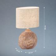 Tobse bordlampe, træfarvet/sand, højde 39 cm