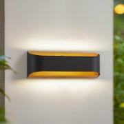 Lindby udendørs LED-væglampe Lenore, sort, metal, 36,5 cm