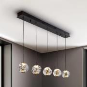 Zaria LED-hængelampe, 5 lyskilder, sort, klar, metal, akryl