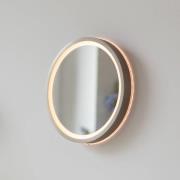 LED-vægspegel VIDRO, bronze, Ø 26 cm, powerbank, afbryder