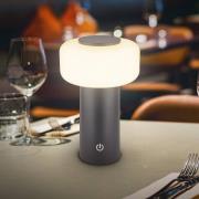 LED-bordlampe med batteri Juna, antracit, IP44, dæmpbar, 20 cm