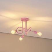 Oxford loftlampe, lyserød, Ø 44 cm, metal, 3 lyskilder