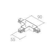 Ivela T-forbinder SQUARE 48 V, sort, beskyttelsesleder til venstre