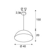 SLV Hængelampe Forchini M, 40 cm, sort/guldfarvet, metal